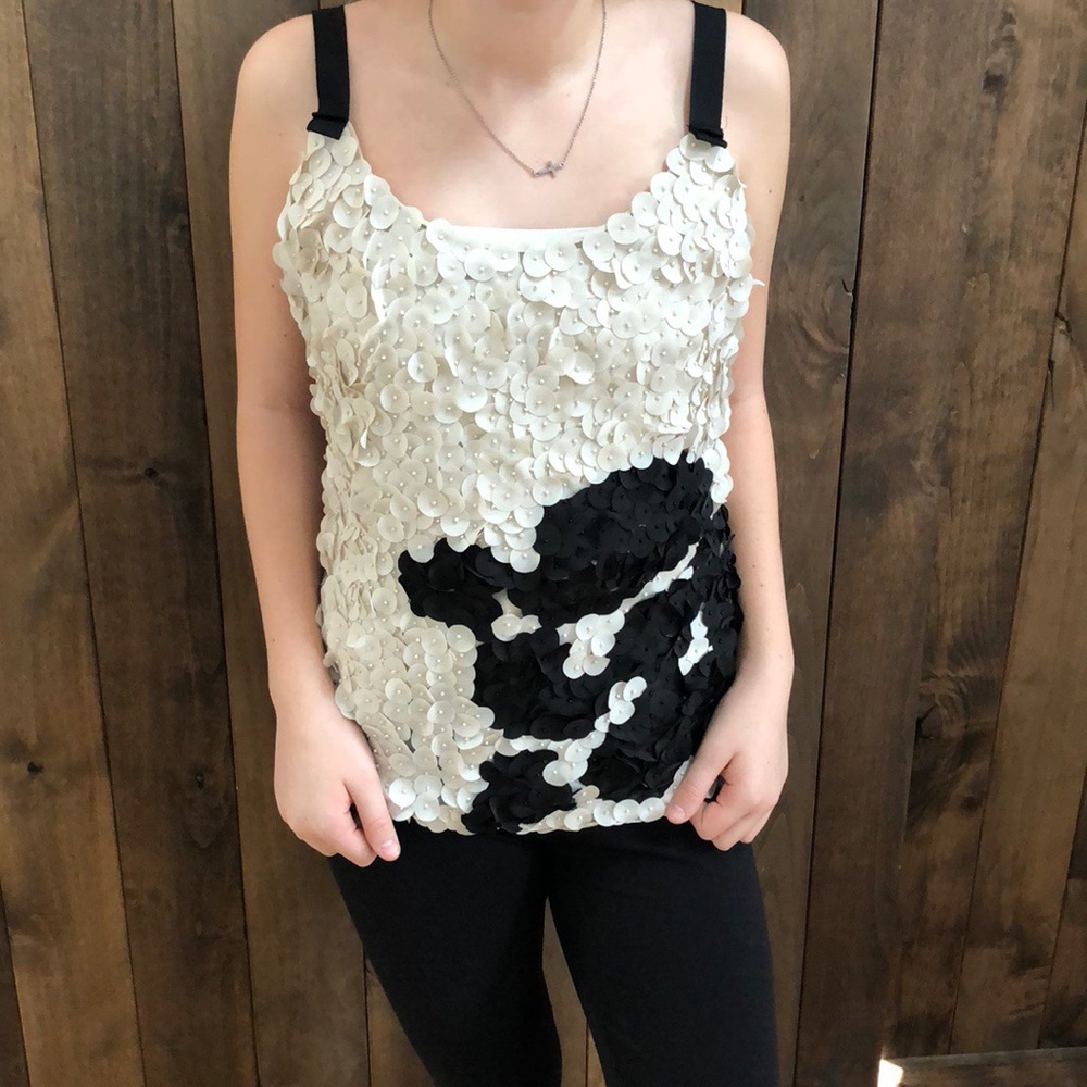 Baraschi  sequins black and white tank top